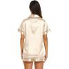 Ekouaer Silk Pajamas for Women Short Sleeve Sleepwear Soft Button Down Loungewear 2 Piece Satin Pjs Shorts Set(D-beige)
