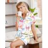 Ekouaer Silk Pajamas for Women Short Sleeve Sleepwear Soft Button Down Loungewear 2 Piece Satin Pjs Shorts Set(White Bow Knot)