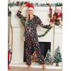 Ekouaer Women’s Classic Button Down Long Satin Silk Pajama Set(Black Christmas)