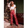 Ekouaer Women’s Classic Button Down Long Satin Silk Pajama Set(Red Christmas)