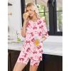 Ekouaer Womens Pajamas 2 Piece Lounge Set Casual Oversized Short Sleeve Tops Biker Shorts Set Comfy Pjs Outfits S-XXL(Bow Knot Pink Red)