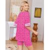 Ekouaer Womens Pajamas 2 Piece Lounge Set Casual Oversized Short Sleeve Tops Biker Shorts Set Comfy Pjs Outfits S-XXL(Leopard Rose)