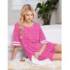 Ekouaer Womens Pajamas 2 Piece Lounge Set Casual Oversized Short Sleeve Tops Biker Shorts Set Comfy Pjs Outfits S-XXL(Leopard Rose)