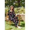 Ekouaer Womens Satin Pajama Set Classic Pattern Silky Pj Sets Button Down Sleepwear Loungewear(Black Boots 03)