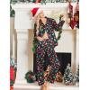 Ekouaer Womens Satin Pajama Set Classic Pattern Silky Pj Sets Button Down Sleepwear Loungewear(Black Christmas 03)