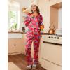 Ekouaer Womens Satin Pajama Set Classic Pattern Silky Pj Sets Button Down Sleepwear Loungewear(Flag 03)