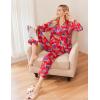 Ekouaer Womens Satin Pajama Set Classic Pattern Silky Pj Sets Button Down Sleepwear Loungewear(Flag 03)