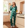 Ekouaer Womens Satin Pajama Set Classic Pattern Silky Pj Sets Button Down Sleepwear Loungewear(Green Teddy 03)