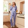Ekouaer Womens Satin Pajama Set Classic Pattern Silky Pj Sets Button Down Sleepwear Loungewear(Oil Painting 03)