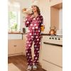 Ekouaer Womens Satin Pajama Set Classic Pattern Silky Pj Sets Button Down Sleepwear Loungewear(Red Teddy 03)