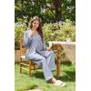 Ekouaer Womens Satin Pajama Set Classic Pattern Silky Pj Sets Button Down Sleepwear Loungewear(Striped Grey Blue 03)