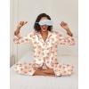 Ekouaer Womens Satin Pajama Set Classic Pattern Silky Pj Sets Button Down Sleepwear Loungewear(Teddy 03)