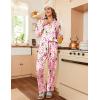 Ekouaer Womens Satin Pajama Set Classic Pattern Silky Pj Sets Button Down Sleepwear Loungewear(Wine Bottle 03)