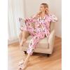 Ekouaer Womens Satin Pajama Set Classic Pattern Silky Pj Sets Button Down Sleepwear Loungewear(Wine Bottle 03)