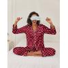 Ekouaer Womens Satin Pajama Set Classic Pattern Silky Pj Sets Button Down Sleepwear Loungewear(Wine Red Heart 03)