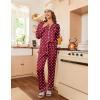 Ekouaer Womens Satin Pajama Set Classic Pattern Silky Pj Sets Button Down Sleepwear Loungewear(Wine Red Heart 03)