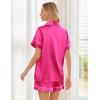 Ekouaer Womens Silk Satin Pajama Sets Soft Short Sleeve Button Down Sleepwear Top and Shorts 2 Piece Pjs Lounge Set(B-rose)