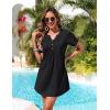 Ekouaer Women’s Swimsuit Coverup Short Sleeve Bathing Suit Cover Up V Neck Beach Cover Up Dress Vacation Outfits 2026(Black)