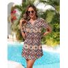 Ekouaer Women’s Swimsuit Coverup Short Sleeve Bathing Suit Cover Up V Neck Beach Cover Up Dress Vacation Outfits 2026(Ethnic Print)