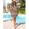 Ekouaer Women’s Swimsuit Coverup Short Sleeve Bathing Suit Cover Up V Neck Beach Cover Up Dress Vacation Outfits 2026(Ethnic Print)