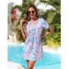 Ekouaer Women’s Swimsuit Coverup Short Sleeve Bathing Suit Cover Up V Neck Beach Cover Up Dress Vacation Outfits 2026(Watercolor Print)