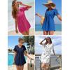 Ekouaer Women’s Swimsuit Coverup Short Sleeve Bathing Suit Cover Up V Neck Beach Cover Up Dress Vacation Outfits 2026(White Floral)