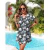 Ekouaer Women’s Swimsuit Coverup Short Sleeve Bathing Suit Cover Up V Neck Beach Cover Up Dress Vacation Outfits 2026(White Lily)