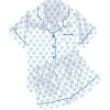 Ekouaer Womens Silk Satin Pajama Sets Soft Short Sleeve Button Down Sleepwear Top and Shorts 2 Piece Pjs Lounge Set(D-bow Knot White Blue)