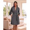 Ekouaer Womens Robe Lightweight 3/4 Sleeve Bathrobe Soft Short Knit Sleepwear with Pockets(Dark Gray)