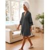 Ekouaer Womens Robe Lightweight 3/4 Sleeve Bathrobe Soft Short Knit Sleepwear with Pockets(Dark Gray)