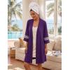 Ekouaer Womens Robe Lightweight 3/4 Sleeve Bathrobe Soft Short Knit Sleepwear with Pockets(Dark Purple)