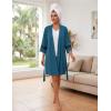 Ekouaer Womens Robe Lightweight 3/4 Sleeve Bathrobe Soft Short Knit Sleepwear with Pockets(Lake Blue)
