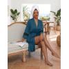 Ekouaer Womens Robe Lightweight 3/4 Sleeve Bathrobe Soft Short Knit Sleepwear with Pockets(Lake Blue)