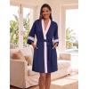 Ekouaer Womens Robe Lightweight 3/4 Sleeve Bathrobe Soft Short Knit Sleepwear with Pockets(Navy Blue)