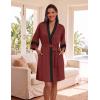 Ekouaer Womens Robe Lightweight 3/4 Sleeve Bathrobe Soft Short Knit Sleepwear with Pockets(Wine Red)
