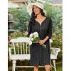Ekouaer Zipper Robes for Women 3/4 Sleeves Housecoat Soft Nightgowns Sleepwear Mumu House Dresses with Pockets(Black)