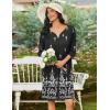Ekouaer Zipper Robes for Women 3/4 Sleeves Housecoat Soft Nightgowns Sleepwear Mumu House Dresses with Pockets(Black Ethnic Print)