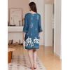Ekouaer Zipper Robes for Women 3/4 Sleeves Housecoat Soft Nightgowns Sleepwear Mumu House Dresses with Pockets(Blue White Floral)