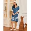 Ekouaer Zipper Robes for Women 3/4 Sleeves Housecoat Soft Nightgowns Sleepwear Mumu House Dresses with Pockets(Blue White Floral)