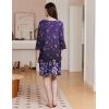 Ekouaer Zipper Robes for Women 3/4 Sleeves Housecoat Soft Nightgowns Sleepwear Mumu House Dresses with Pockets(Deep Purple Floral)