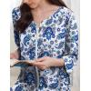 Ekouaer Zipper Robes for Women 3/4 Sleeves Housecoat Soft Nightgowns Sleepwear Mumu House Dresses with Pockets(Ethnic Cashew Flower)