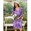 Ekouaer Zipper Robes for Women 3/4 Sleeves Housecoat Soft Nightgowns Sleepwear Mumu House Dresses with Pockets(Floral Purple)