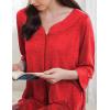 Ekouaer Zipper Robes for Women 3/4 Sleeves Housecoat Soft Nightgowns Sleepwear Mumu House Dresses with Pockets(Floral Red)