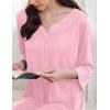 Ekouaer Zipper Robes for Women 3/4 Sleeves Housecoat Soft Nightgowns Sleepwear Mumu House Dresses with Pockets(Pink)