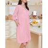 Ekouaer Zipper Robes for Women 3/4 Sleeves Housecoat Soft Nightgowns Sleepwear Mumu House Dresses with Pockets(Pink)