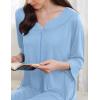 Ekouaer Zipper Robes for Women 3/4 Sleeves Housecoat Soft Nightgowns Sleepwear Mumu House Dresses with Pockets(Sky Blue)