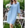 Ekouaer Zipper Robes for Women 3/4 Sleeves Housecoat Soft Nightgowns Sleepwear Mumu House Dresses with Pockets(Sky Blue)