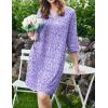Ekouaer Zipper Robes for Women 3/4 Sleeves Housecoat Soft Nightgowns Sleepwear Mumu House Dresses with Pockets(Small Florals Purple)