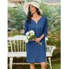 Ekouaer Zipper Robes for Women 3/4 Sleeves Housecoat Soft Nightgowns Sleepwear Mumu House Dresses with Pockets(Steel Blue)