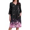 Ekouaer Zipper Robes for Women 3/4 Sleeves Housecoat Soft Nightgowns Sleepwear Mumu House Dresses with Pockets(Black Sakura)